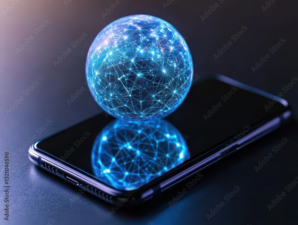 Aufkleber Innovative smartphone with a sphere on top displaying modern technology and creative design elements