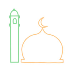 Mosque line icon set