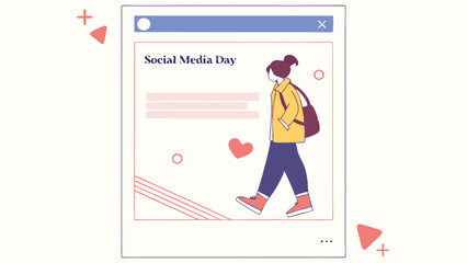 flat social media day social media post template