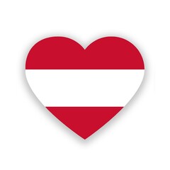 Austria national flag in heart shape isolated on white. Illustration