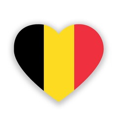 Belgium national flag in heart shape isolated on white. Illustration
