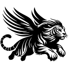 Winged tiger silhouette