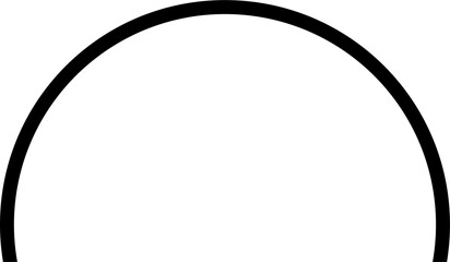 Hollow semicircle thin stroke shape icon. A half-circle outline symbol. Isolated on a white background.