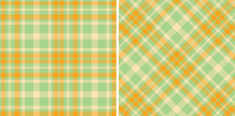 Warm Mint Green and Dusty Pale Peach Seamless Madras Plaid Textile Design