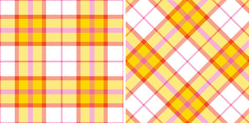 Spring Seamless Madras Plaid featuring Dark Bubblegum and Light White Textile Design
