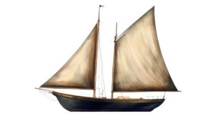 old wooden sailing ship isolated