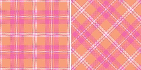 Spring Smoky Bubblegum & Warm Peach Seamless Madras Plaid Textile Design