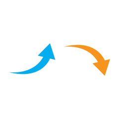 blue and orange curve arrow icon