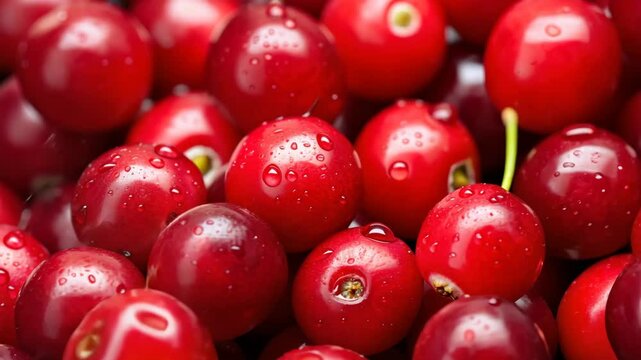 Autumn cranberry harvest, juicy and vibrant berries