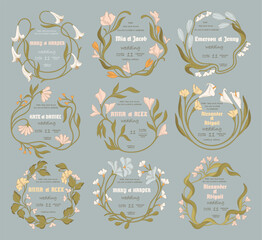 Fototapeta premium Elegant Floral templates for Wedding invitations. Vector.