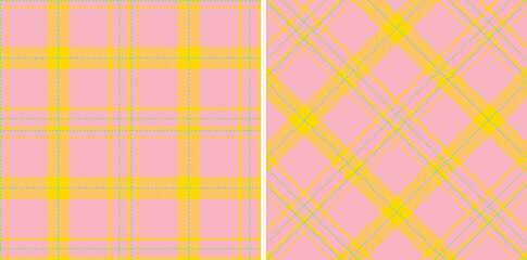 Neon Soft Pink and Bright Sunflower Yellow Seamless Madras Plaid Textile Design