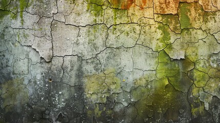 Fototapeta premium Weathered wall with lots of cracks and peeling paint.