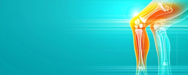 Modern Flat Design Illustration of Knee Osteoarthritis Physical Therapy and Support Techniques with Copy Space for Text