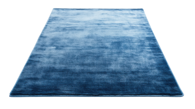 Plain light blue rectangular rug with a soft isolated on white background