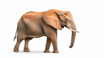 Obraz premium A majestic adult elephant, side profile, against a white background