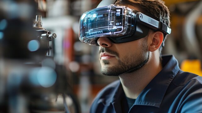 Professional Technician Utilizing Augmented Reality for Server Maintenance Tasks - Powered by Adobe