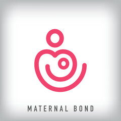 Premium mother baby logo design. Linear maternal bond corporate logo template. vector.
