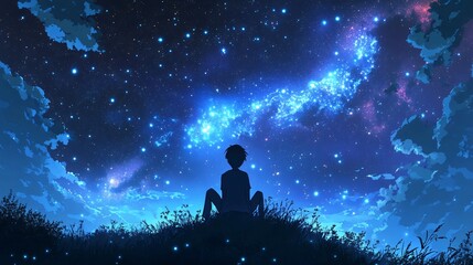 Obraz premium Colorful Vector Cartoon Galaxy Background with Stars and Planets in Landscape Layout