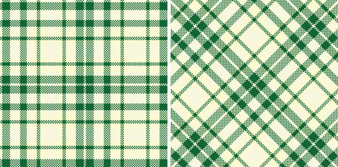 Muted Off White Seamless Madras Plaid with Light Deep Green accents Textile Design