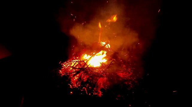 A fire burning outside ash danger