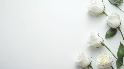 Fototapeta premium White roses on white background