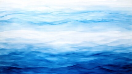 Fototapeta premium Abstract blue watercolor landscape; serene, wavy texture