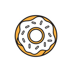 Obraz premium Donut Outline Vector Illustration,Black and White Donut Icon,simple Donut Line Art Design,Hand Drawn Donut with Sprinkles,Minimalist Donut Sketch
