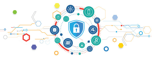 Cyber security  concept with padlock technology service