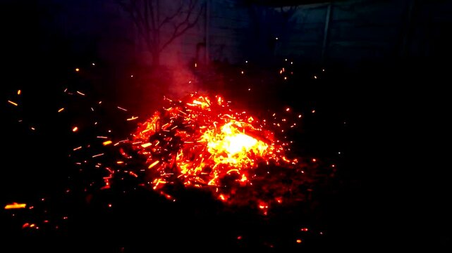 A fire burning outside ash danger