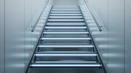 Floating glass stairs bending in a gravity-defying loop, impossible geometry