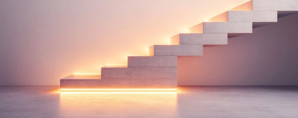 Floating wooden steps leading to a misty Zen temple, hidden mountain retreat