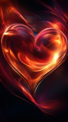 Abstract heart design with warm colors representing love and passion in a digital art style