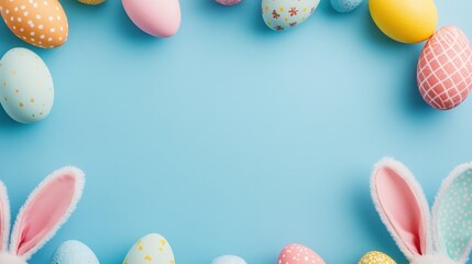 Colorful eggs by bunny ears