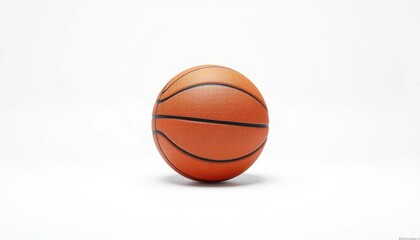 A single basketball, perfectly centered, against a pure white backdrop,  game equipment, sphere