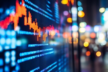 Digital Financial Data Visualization with Vibrant Colors and Lights