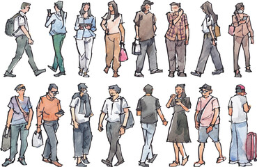 Watercolor and ink paintings of people 2