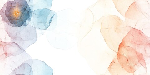 Abstract plant patterns, showcasing deconstructed floral DNA, bleached silk pierced by broken titanium wires, forming ghostly petals.