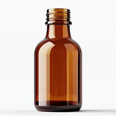 Amber glass bottle, small, round, medicine, apothecary, pharmacy, empty, clear, packaging, illustration