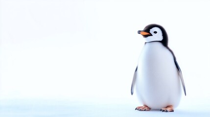 Obraz premium Adorable penguin chick on white background