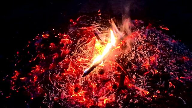 A fire burning outside ash danger