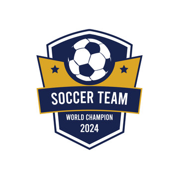 Soccer team logo design celebrating world champion status for 2024 with a modern, minimal vector style