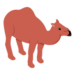 Camel in desert isometric Concept, Red dromedary Vector Color Icon Design, Arabic culture and traditions Symbol, Islamic and Muslim fasting Sign, Ramadan and Eid al Fitr stock illustration