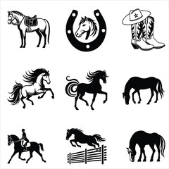 Equestrian Horse Racing Clipart and Horseman Design Bundle