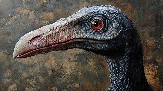 Prehistoric Bird: A Close-Up Portrait of an Extinct Creature