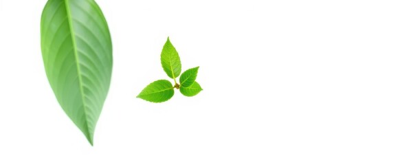 Single vibrant green plant, isolated on pure white background, flora,  organic