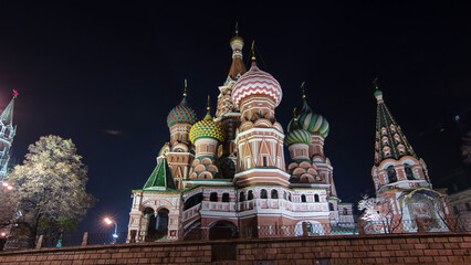 Back side of St. Basils cathedral timelapse hyperlapse in Moscow, Russia