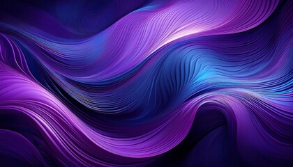 Fototapeta premium Striking purple abstract background featuring dynamic wavy lines and curves concentrated in the center, framed by a contrasting black area. Modern and eye-catching