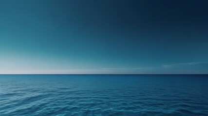 Obraz premium blue sky and sea, Vast ocean horizon, calm blue waters, serene seascape, clear sky, minimal clouds, tranquil atmosphere, endless sea, deep blue tones, peaceful maritime scene, expansive view, smooth w