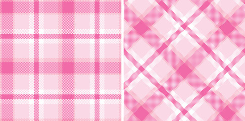 Warm Soft Pink and Dark Bubblegum Seamless Madras Plaid Textile Design