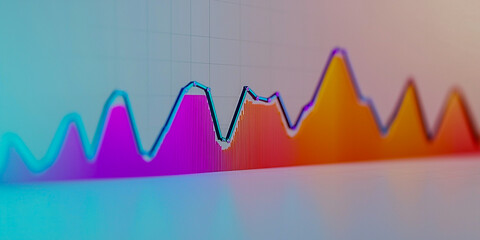A colorful graph displays fluctuating data trends, showcasing peaks and valleys in a vibrant and visually engaging manner.